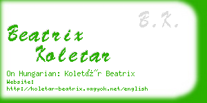 beatrix koletar business card